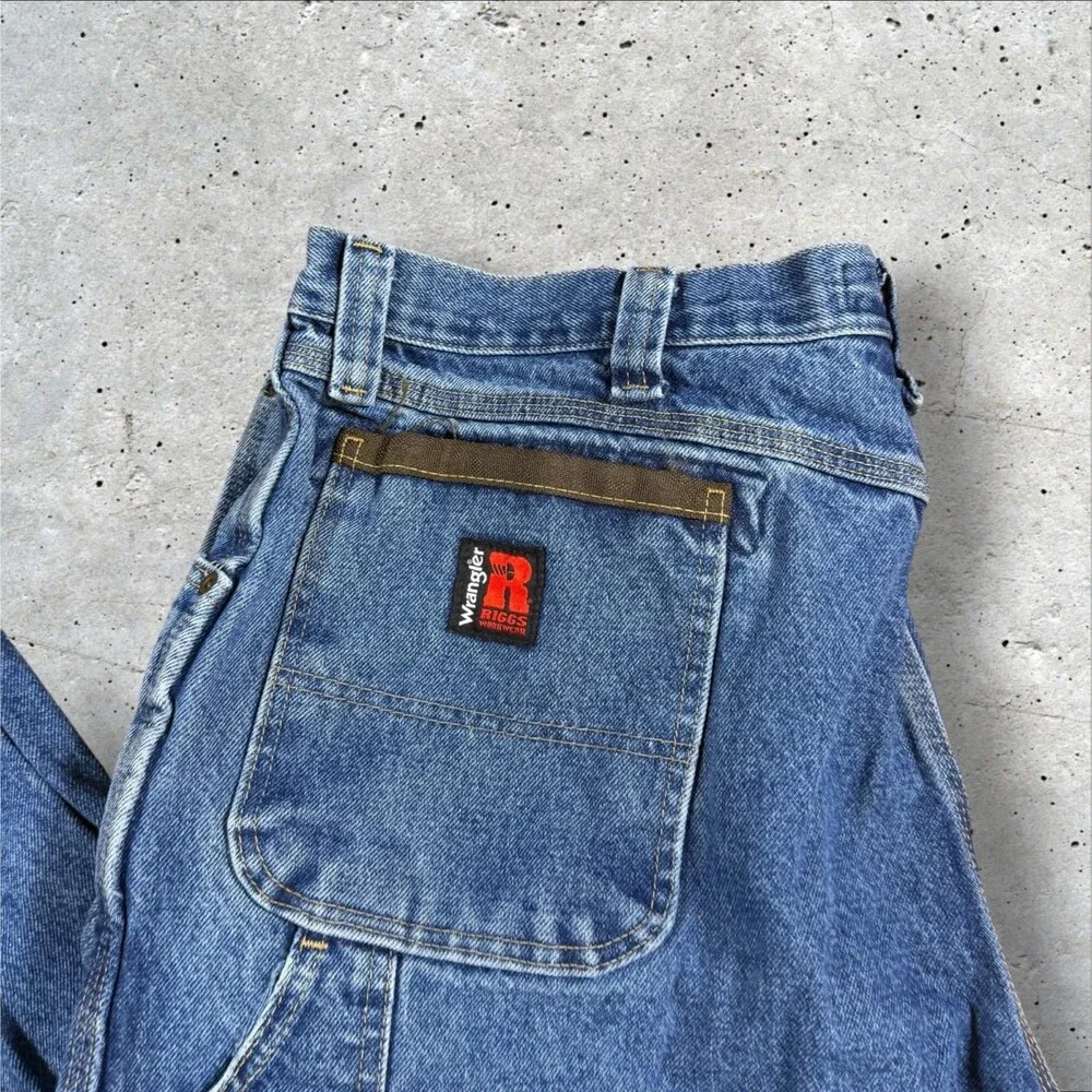 Wrangler Riggs Workwear Carpenter Jeans Mens 42x34 Blue Denim Utility 3W020AI